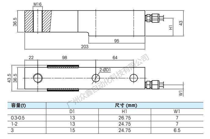 梅特勒托利多 SBS-1T称重传感器安装尺寸