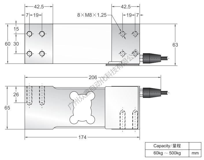 美国传力 FAV-150kg称重传感器产品尺寸