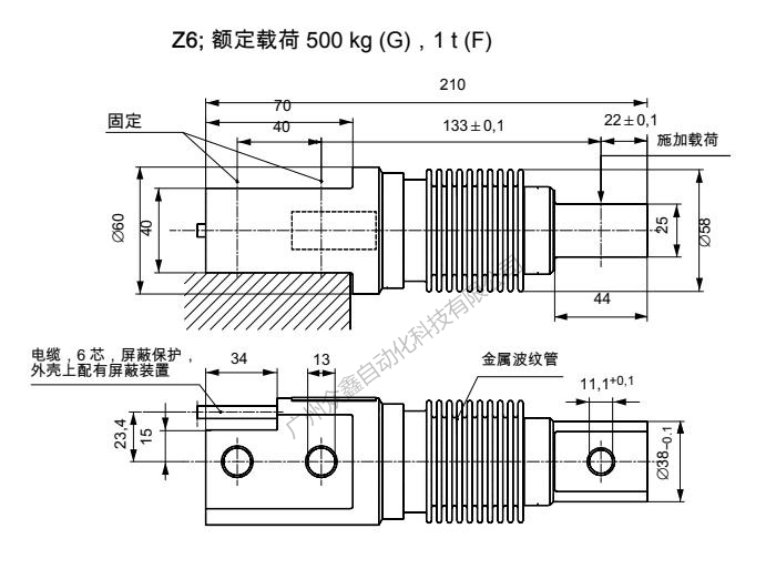 德国HBM Z6FC3/1T产品尺寸