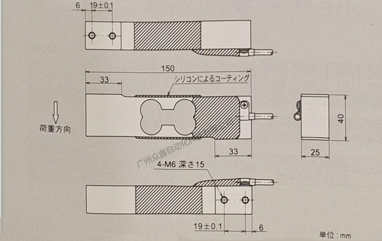 日本NMB(Minebea美蓓亚) CB004-30K称重传感器产品尺寸