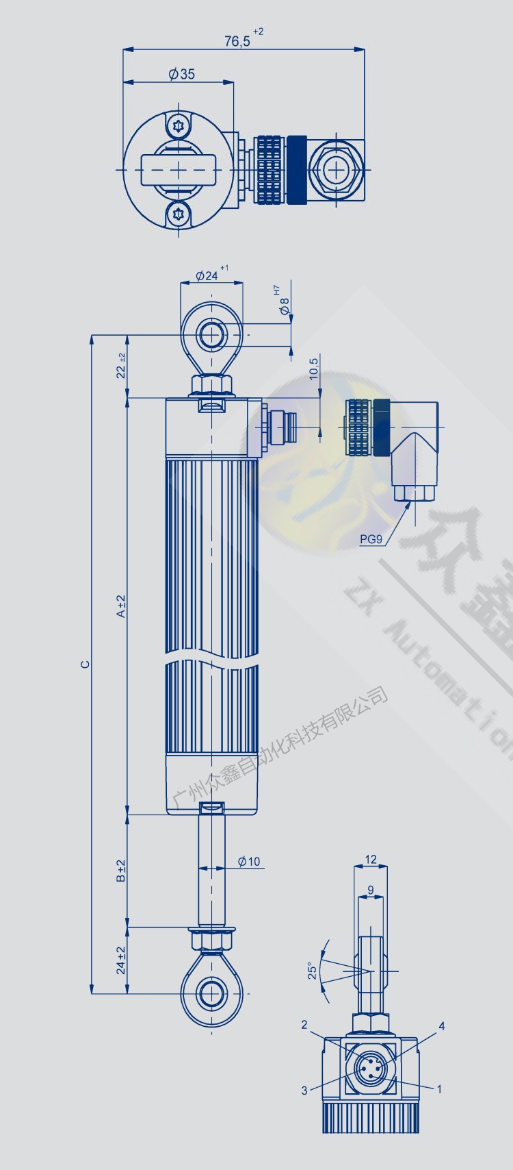 LWG-0075直线位移传感器 德国novotechnik位移传感器产品尺寸